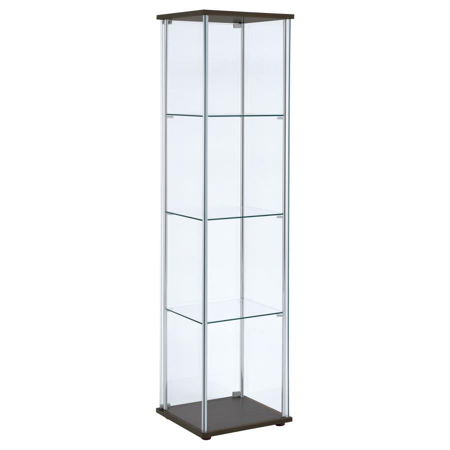 Bellatrix Rectangular 4-Shelf Curio Cabinet Cappuccino And Clear