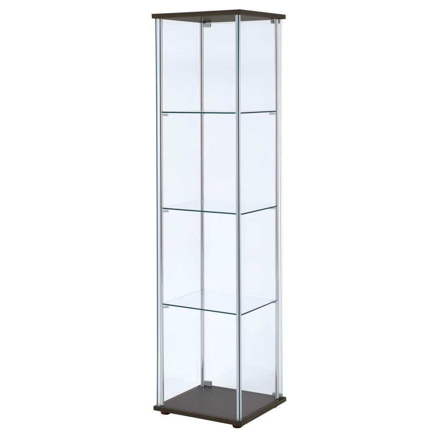 Bellatrix Rectangular 4-Shelf Curio Cabinet Cappuccino And Clear