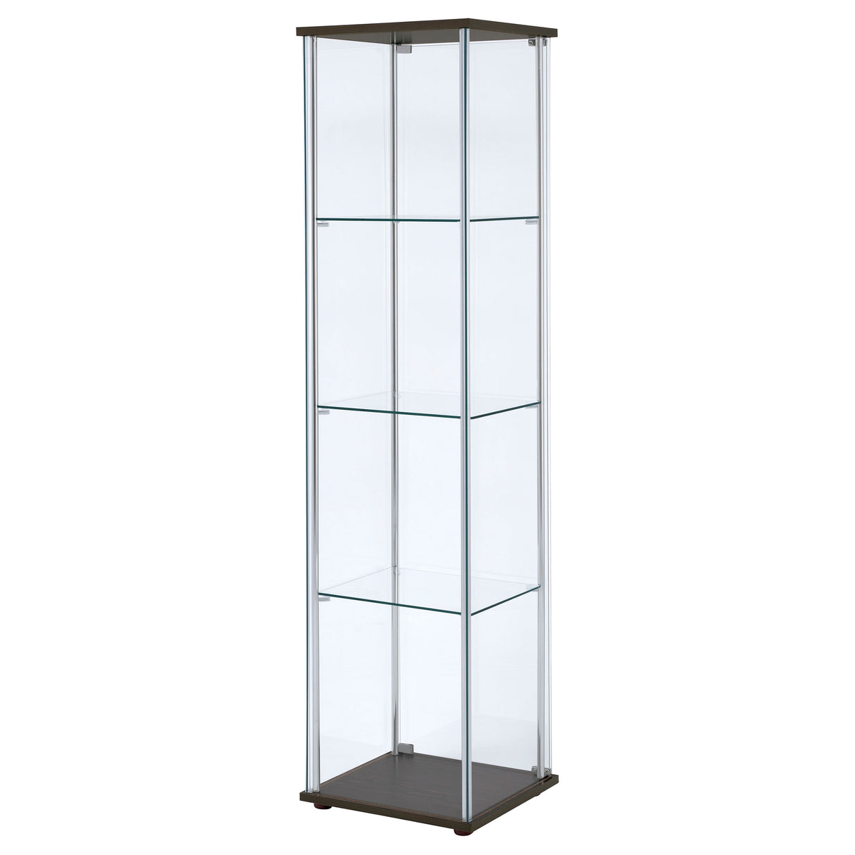 Bellatrix Rectangular 4-Shelf Curio Cabinet Cappuccino And Clear