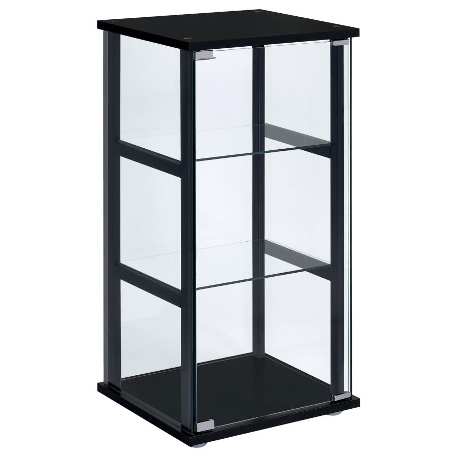 Cyclamen 3-Shelf Glass Curio Cabinet Black And Clear