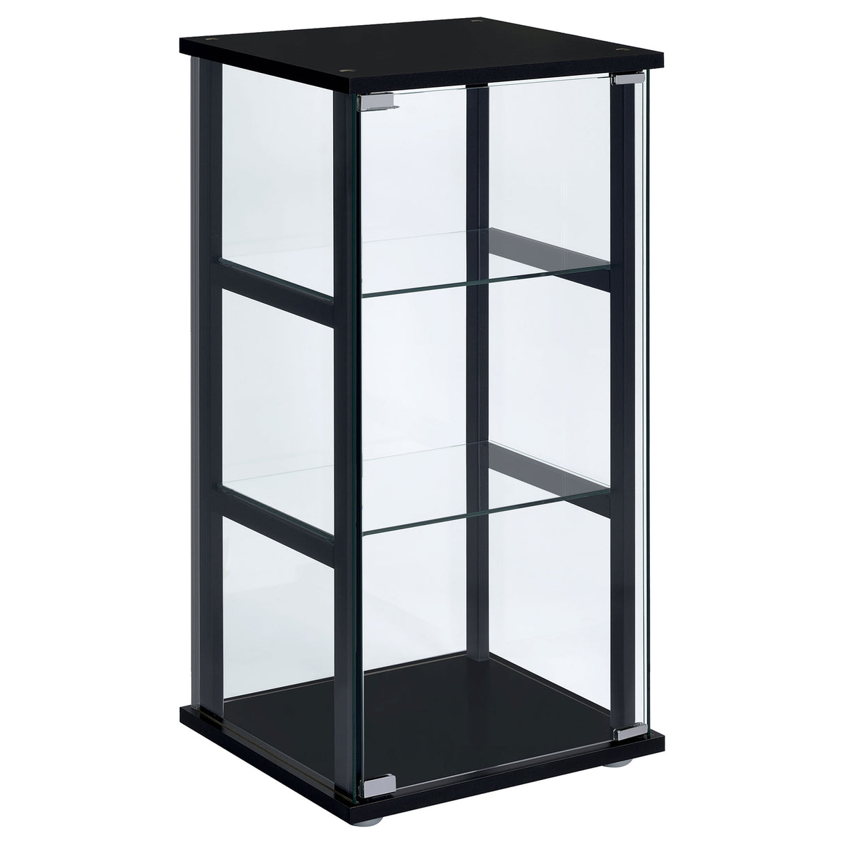 Cyclamen 3-Shelf Glass Curio Cabinet Black And Clear