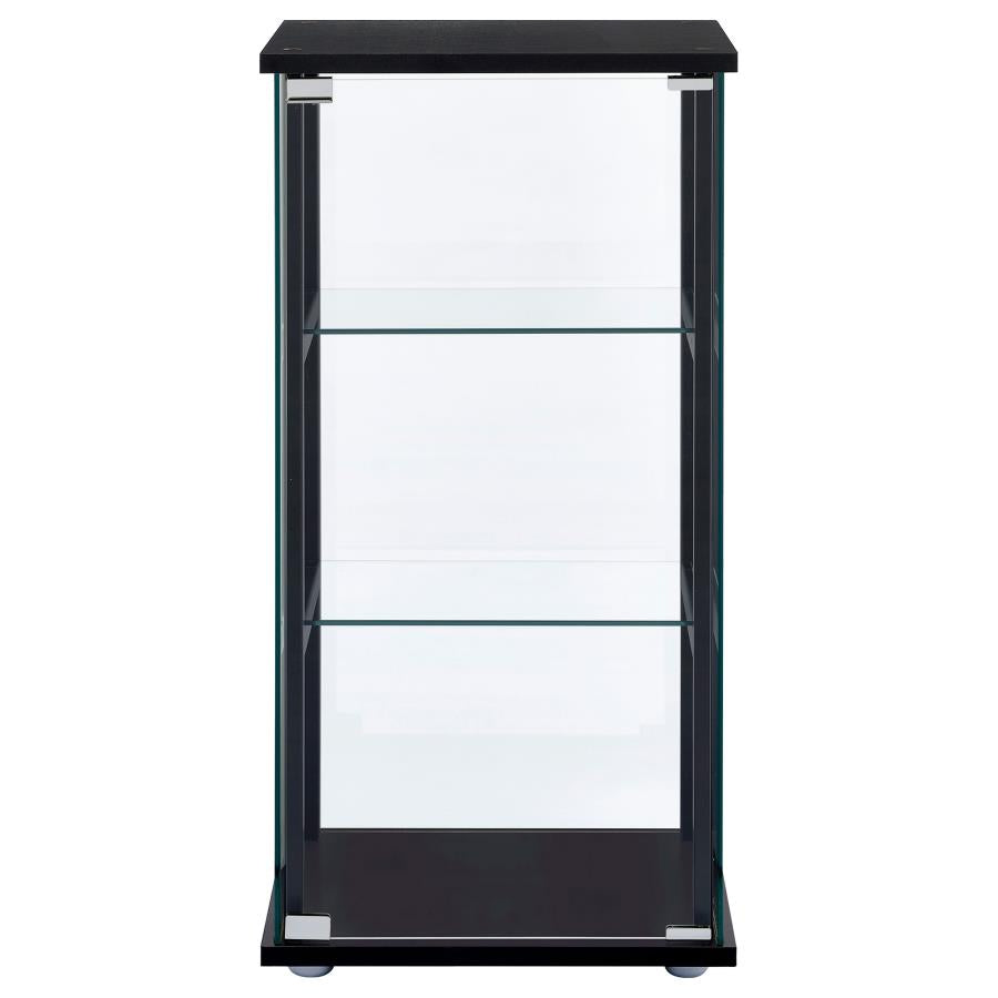 Cyclamen 3-Shelf Glass Curio Cabinet Black And Clear