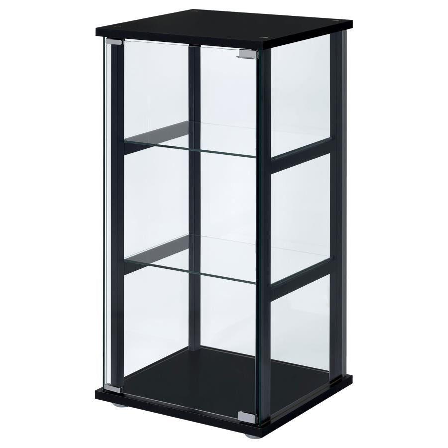 Cyclamen 3-Shelf Glass Curio Cabinet Black And Clear