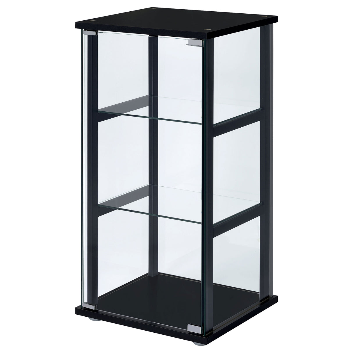 Cyclamen 3-Shelf Glass Curio Cabinet Black And Clear