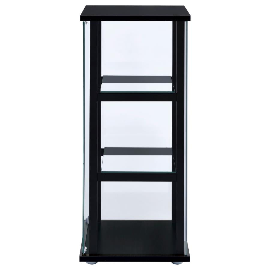 Cyclamen 3-Shelf Glass Curio Cabinet Black And Clear