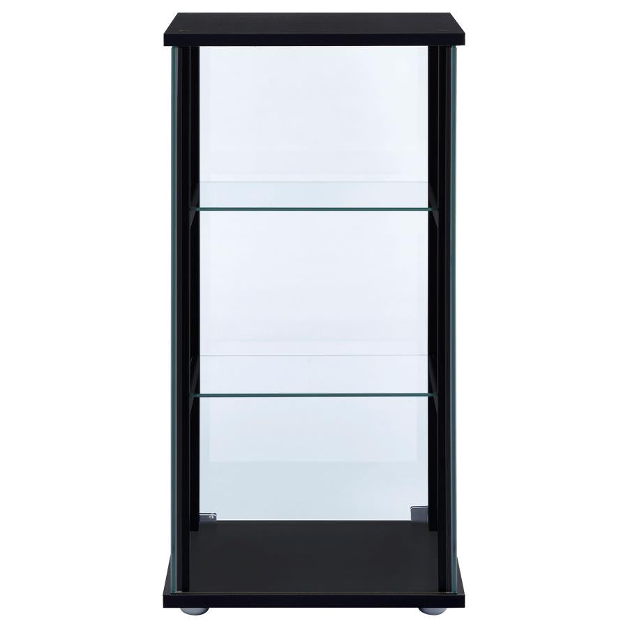 Cyclamen 3-Shelf Glass Curio Cabinet Black And Clear