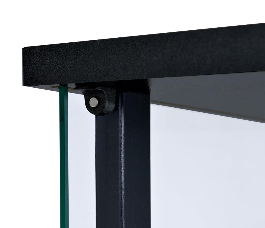 Cyclamen 3-Shelf Glass Curio Cabinet Black And Clear