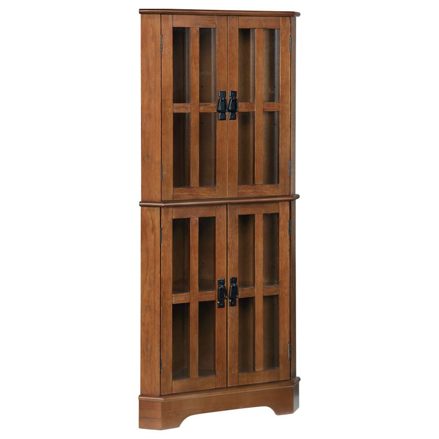Coreosis 4-Shelf Corner Curio Cabinet Golden Brown