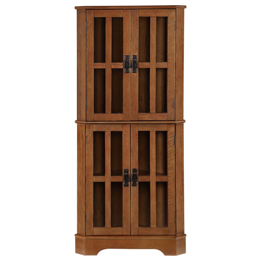 Coreosis 4-Shelf Corner Curio Cabinet Golden Brown