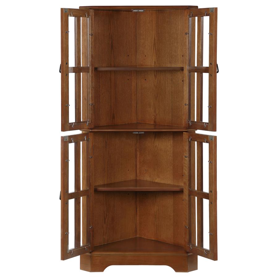 Coreosis 4-Shelf Corner Curio Cabinet Golden Brown