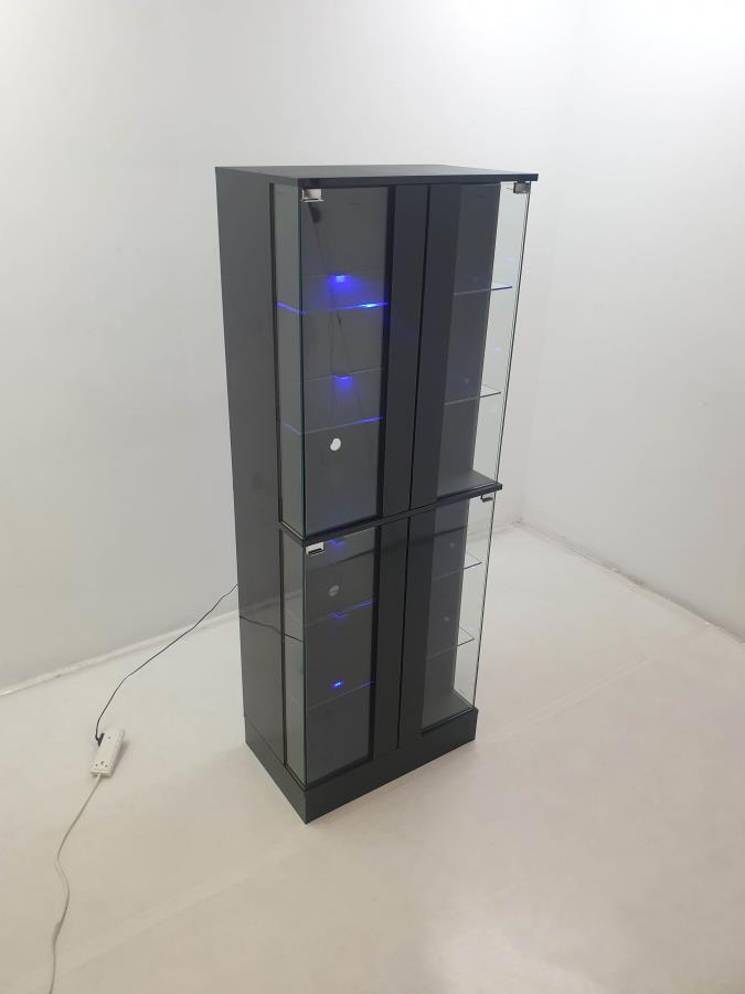 Cabra 4-door LED Curio Display Cabinet Black High Gloss
