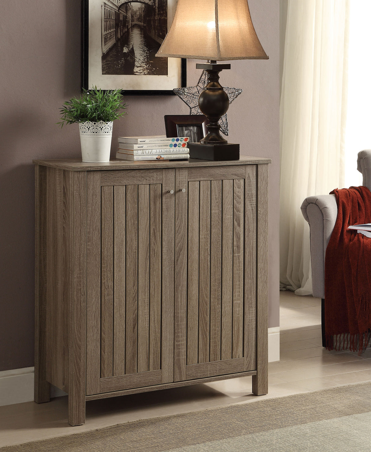 Marisa 4-Shelf Shoe Cabinet Dark Taupe