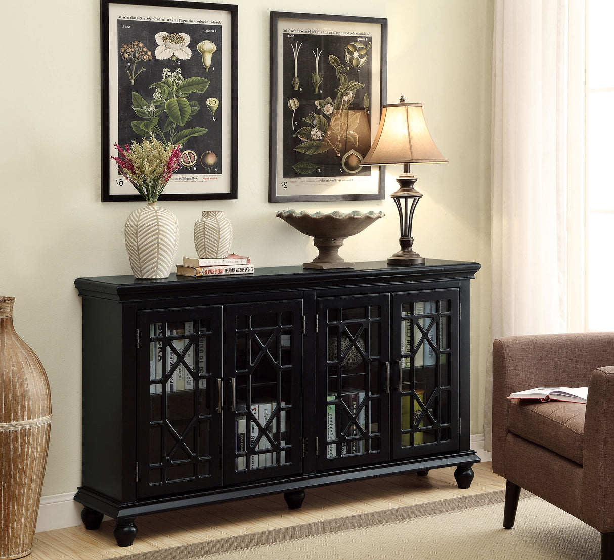 Kovu 4-Door Accent Cabinet Black