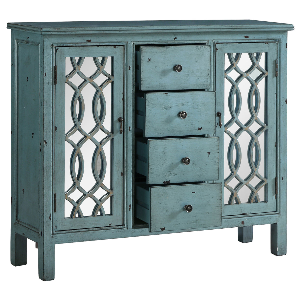 Rue 4-Drawer Accent Cabinet Antique Blue