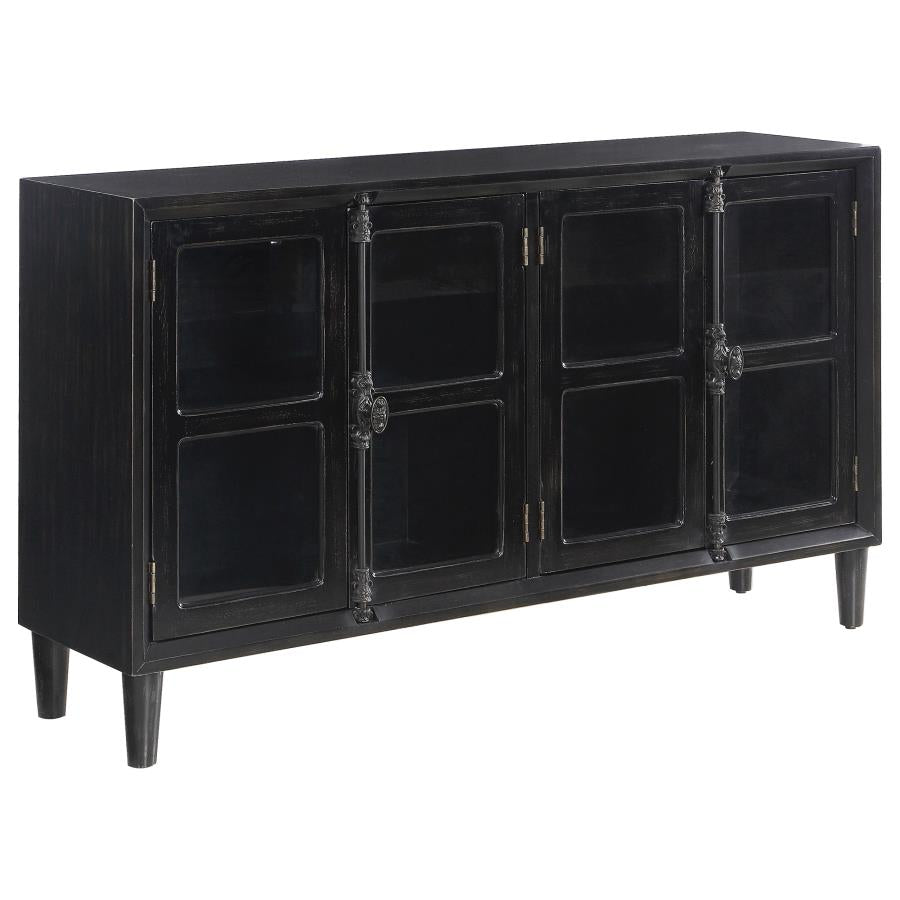 Mapleton 4-Door Accent Cabinet Black