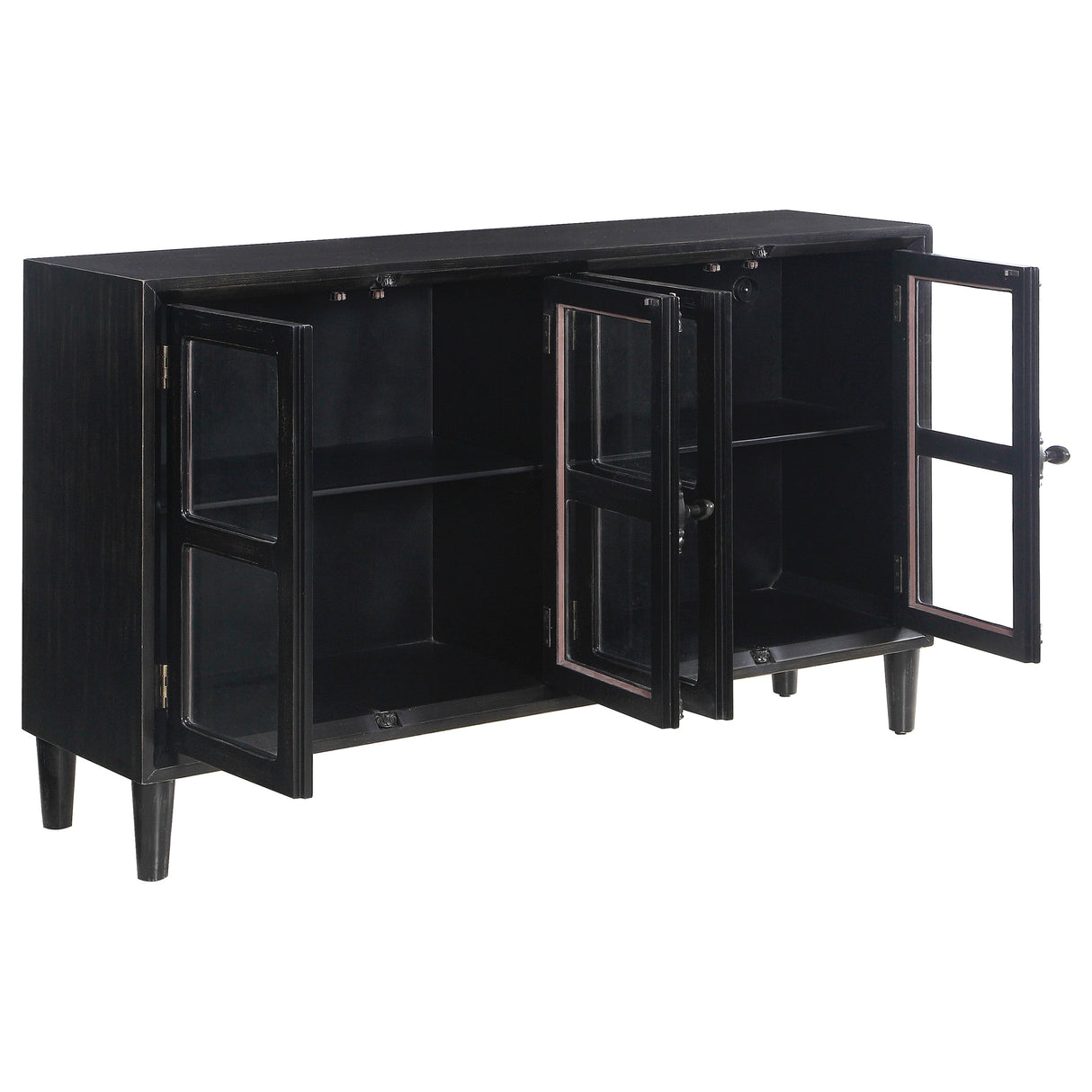 Mapleton 4-Door Accent Cabinet Black