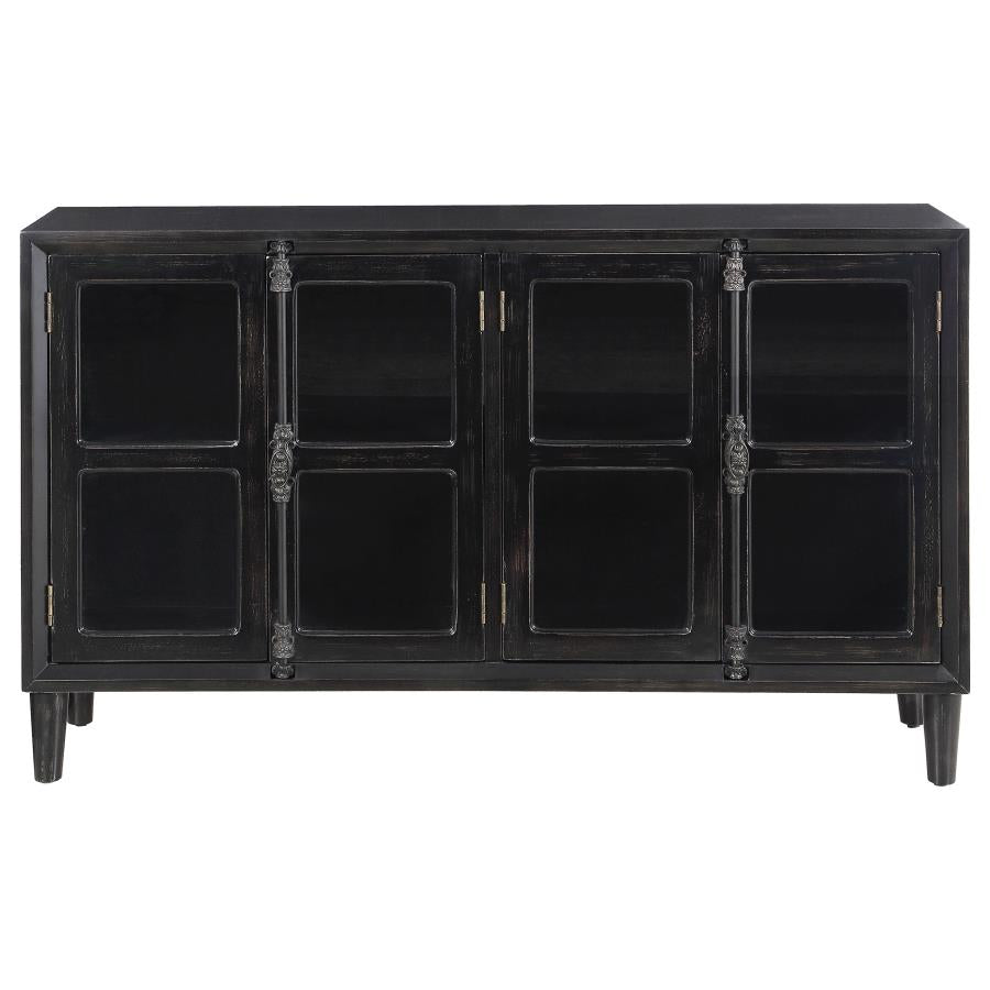 Mapleton 4-Door Accent Cabinet Black