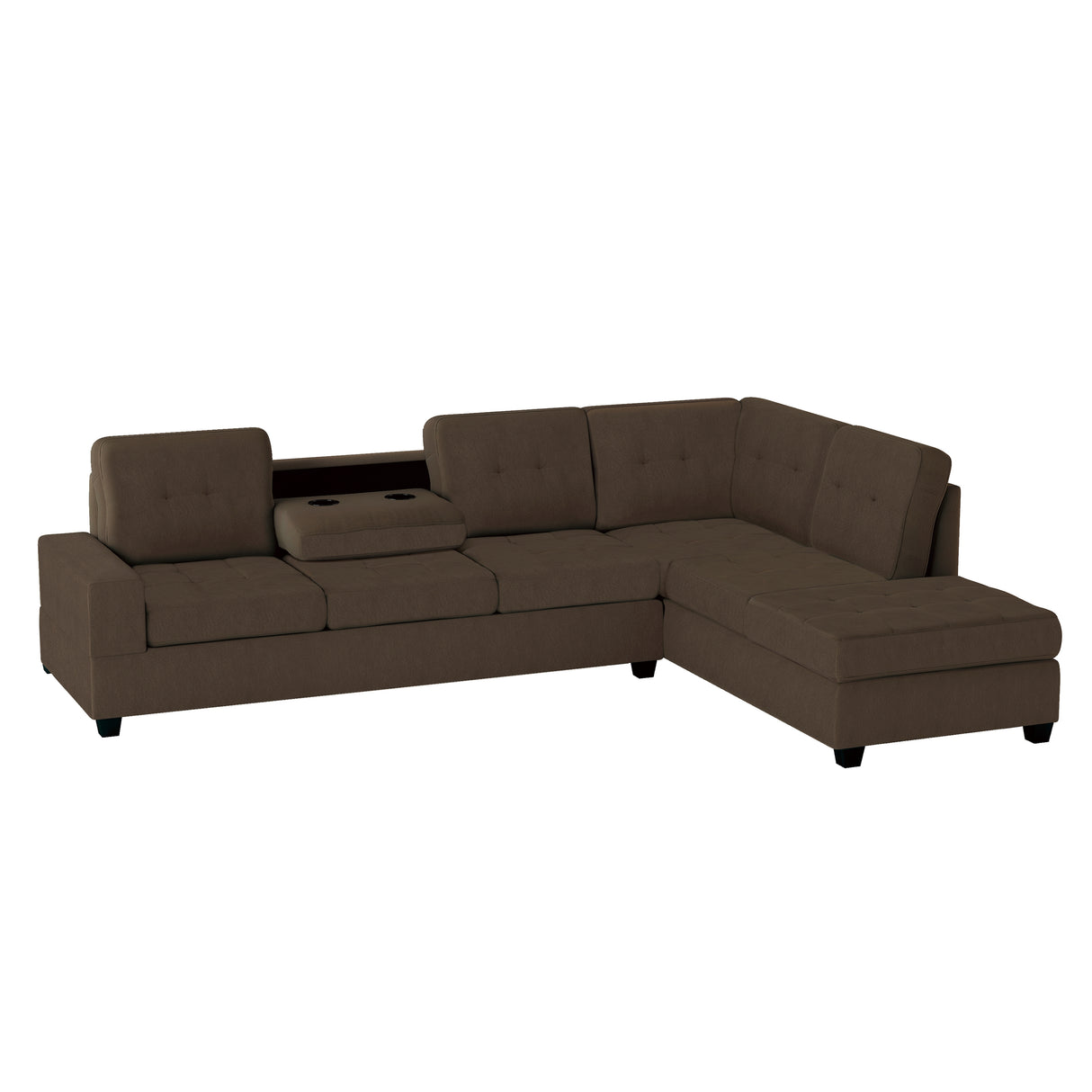 Maston 3-Piece Reversible Sectional With Drop-Down Cup Holders And Storage Ottoman