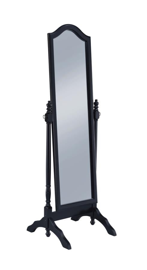 Cabot Rectangular Cheval Mirror With Arched Top Black