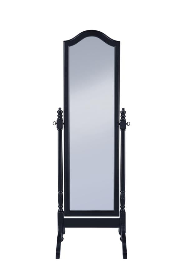 Cabot Rectangular Cheval Mirror With Arched Top Black
