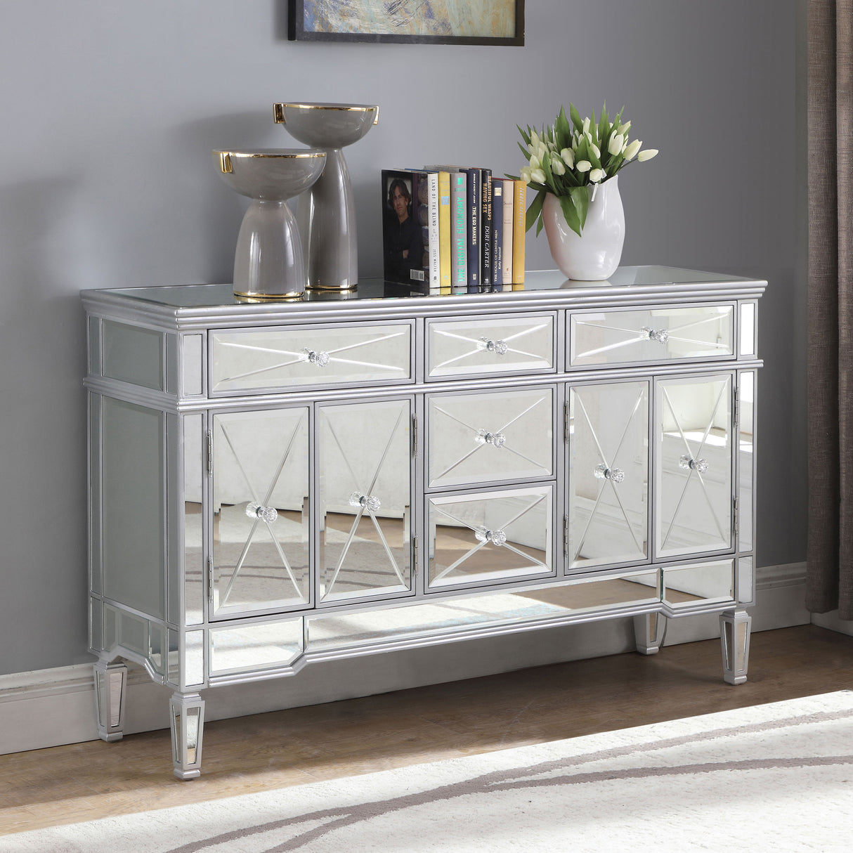 Duchess 5-Drawer Accent Cabinet Silver