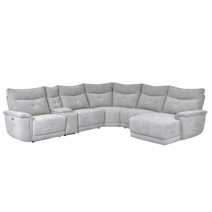 Tesoro 6-Piece Modular Power Reclining Sectional With Headrests, Right Chaise And Usb Port
