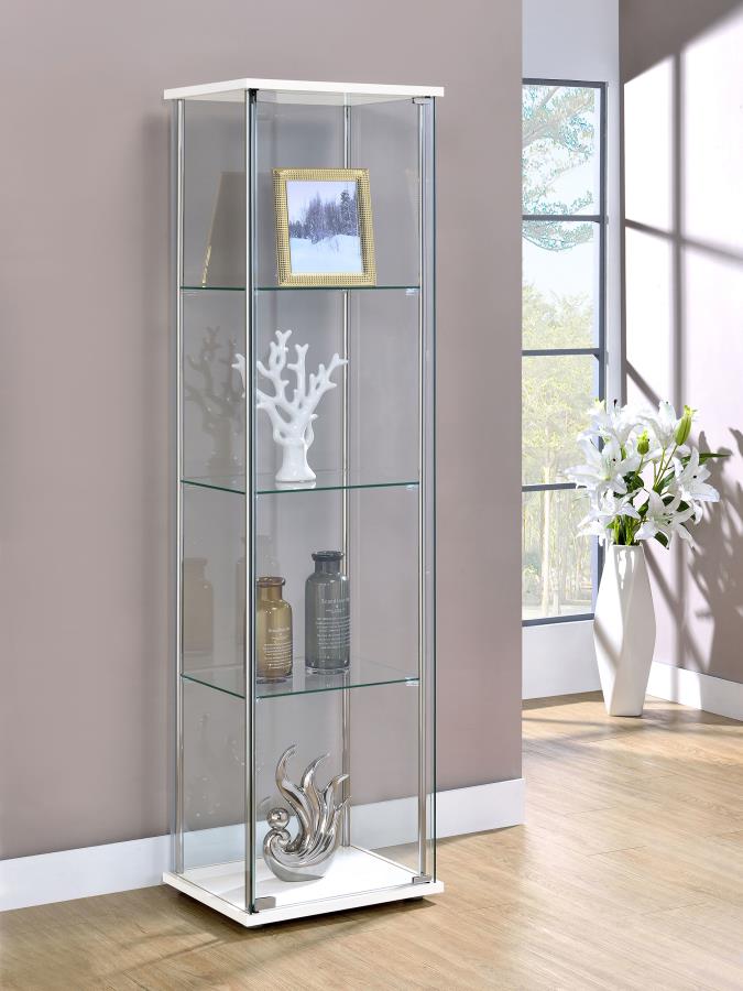 Bellatrix Rectangular 4-Shelf Curio Cabinet White And Clear