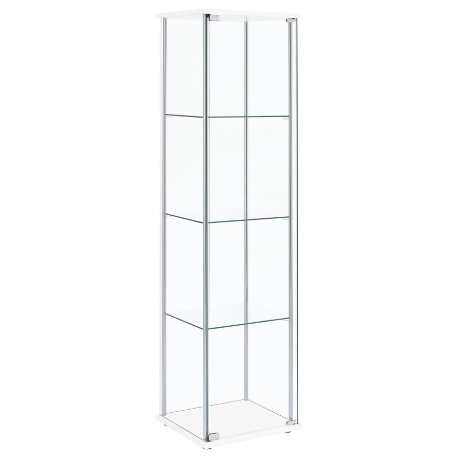 Bellatrix Rectangular 4-Shelf Curio Cabinet White And Clear