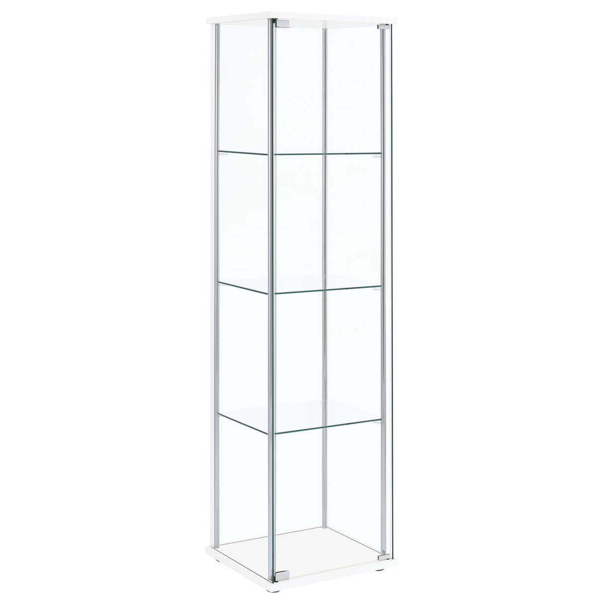 Bellatrix Rectangular 4-Shelf Curio Cabinet White And Clear