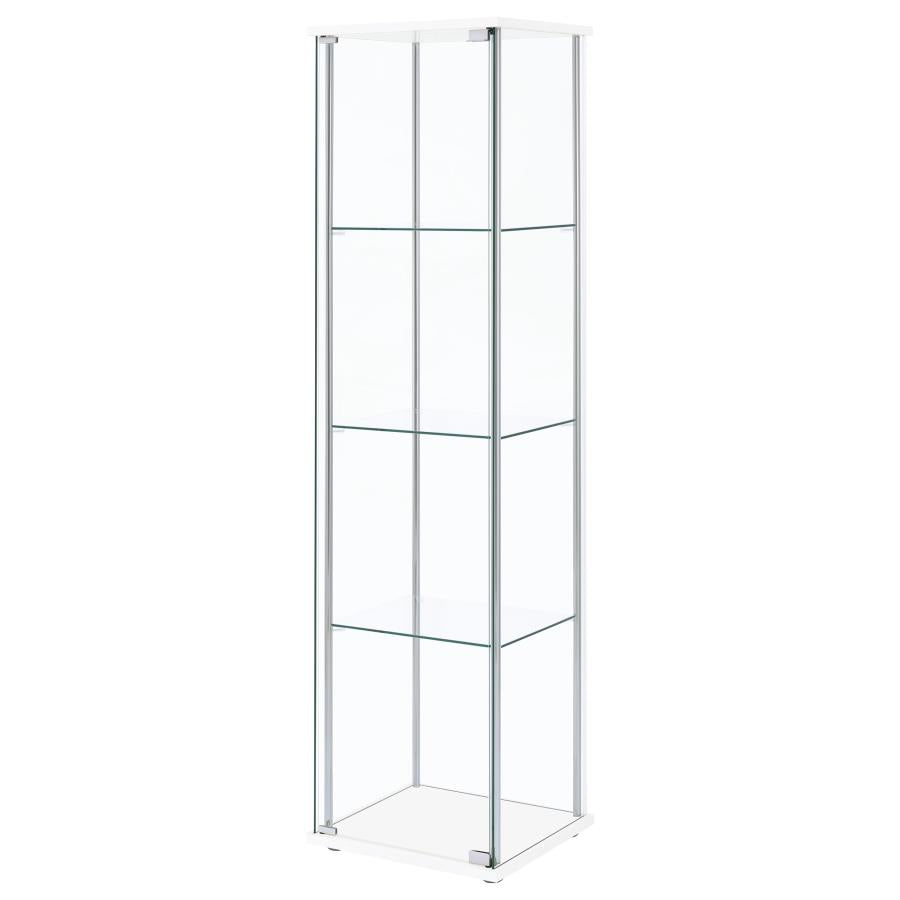 Bellatrix Rectangular 4-Shelf Curio Cabinet White And Clear