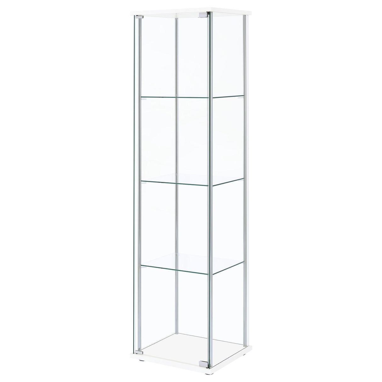 Bellatrix Rectangular 4-Shelf Curio Cabinet White And Clear
