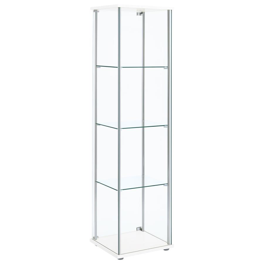 Bellatrix Rectangular 4-Shelf Curio Cabinet White And Clear