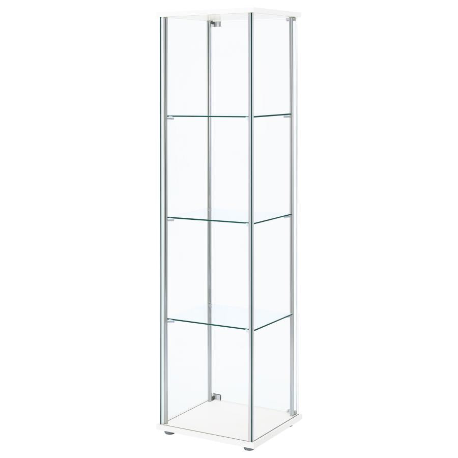 Bellatrix Rectangular 4-Shelf Curio Cabinet White And Clear