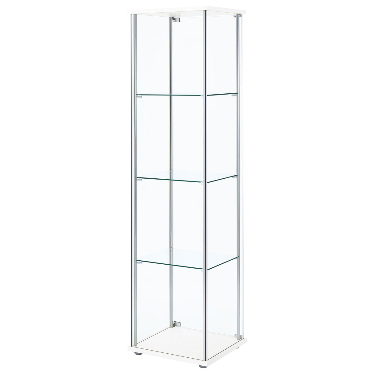 Bellatrix Rectangular 4-Shelf Curio Cabinet White And Clear