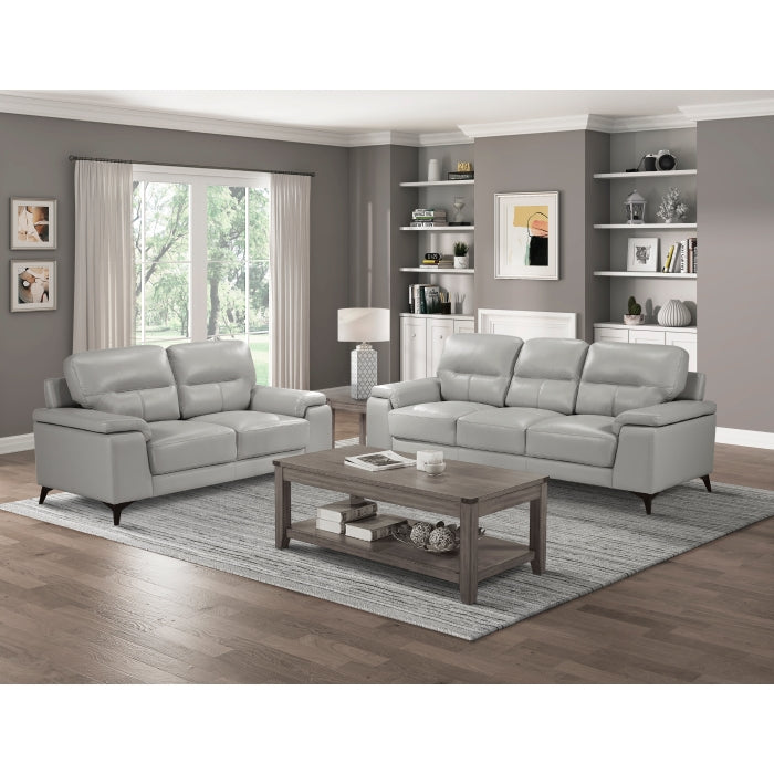 Mischa Silver Grain Top Grain Leather Sofa