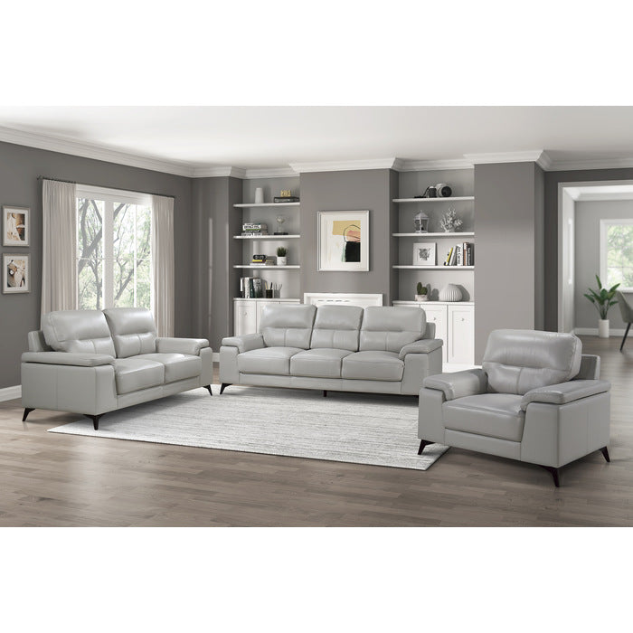 Mischa Silver Grain Top Grain Leather Sofa