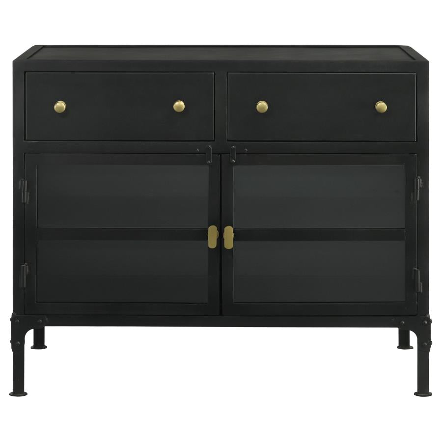 Sadler 2-Drawer Accent Cabinet With Glass Doors Black