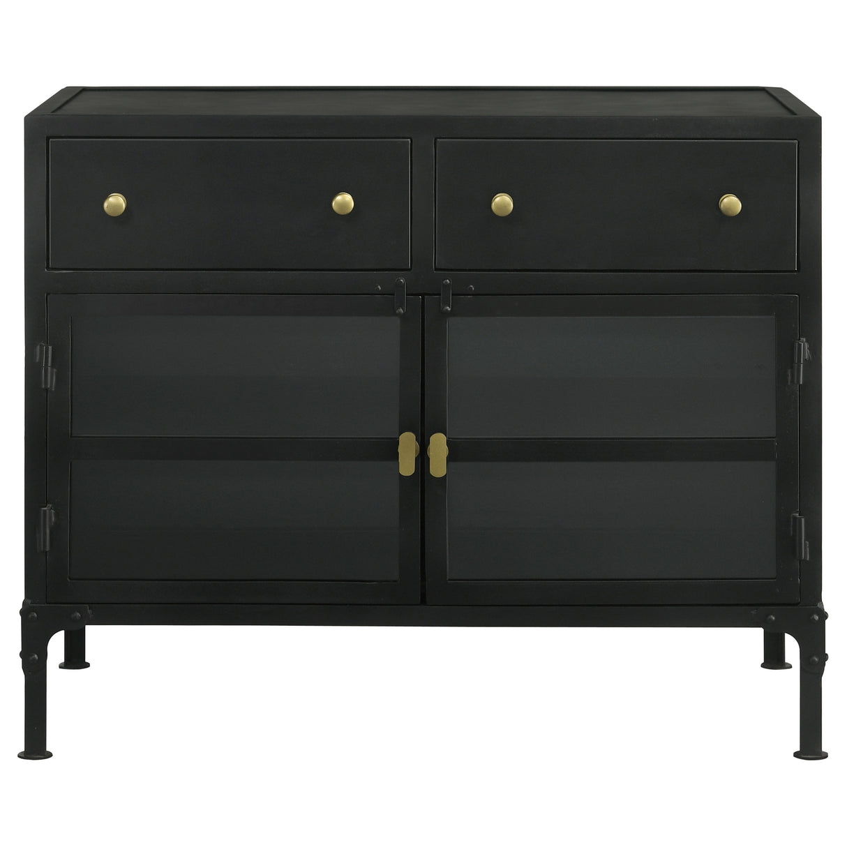 Sadler 2-Drawer Accent Cabinet With Glass Doors Black