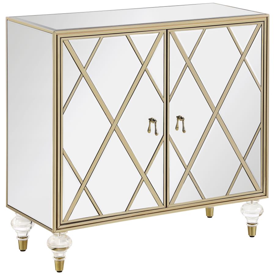 Astilbe 2-Door Accent Cabinet Mirror And Champagne