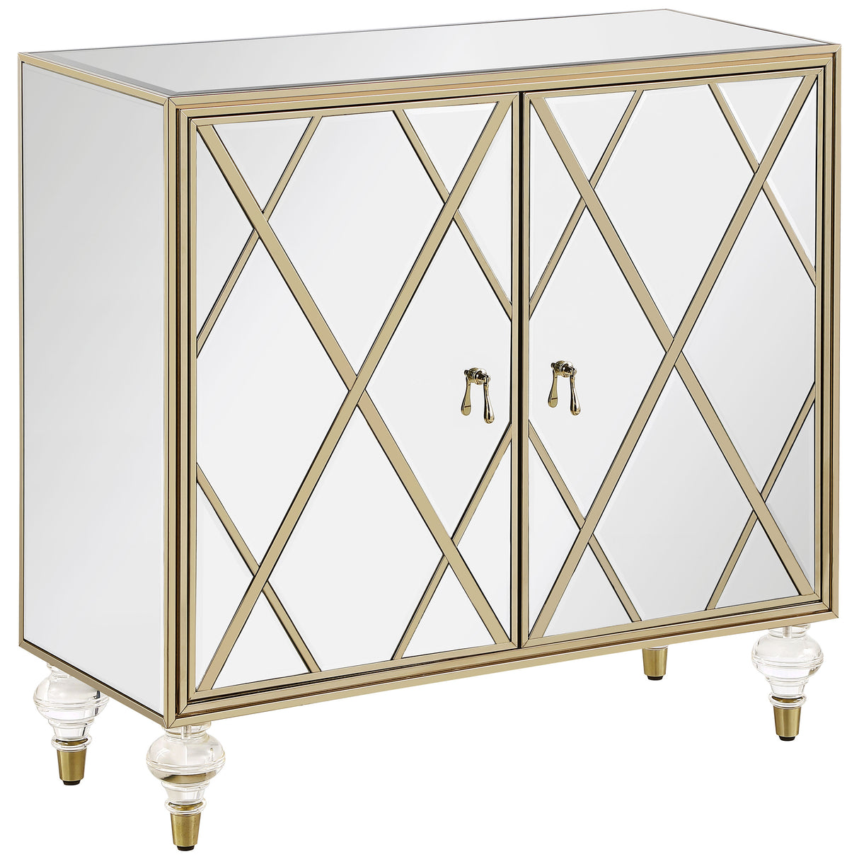 Astilbe 2-Door Accent Cabinet Mirror And Champagne