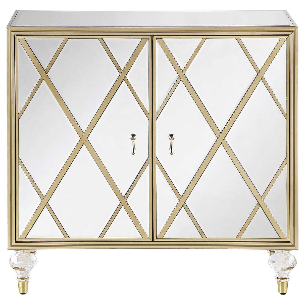 Astilbe 2-Door Accent Cabinet Mirror And Champagne