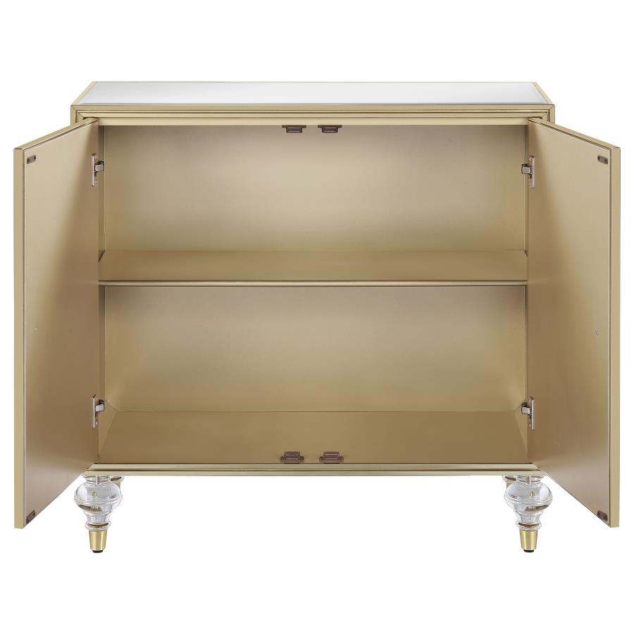 Astilbe 2-Door Accent Cabinet Mirror And Champagne