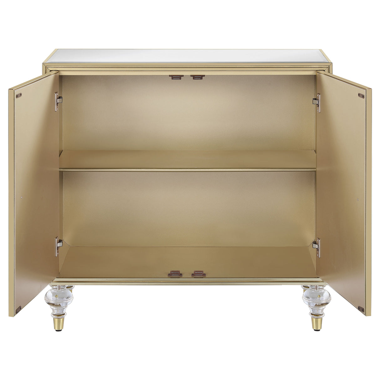Astilbe 2-Door Accent Cabinet Mirror And Champagne