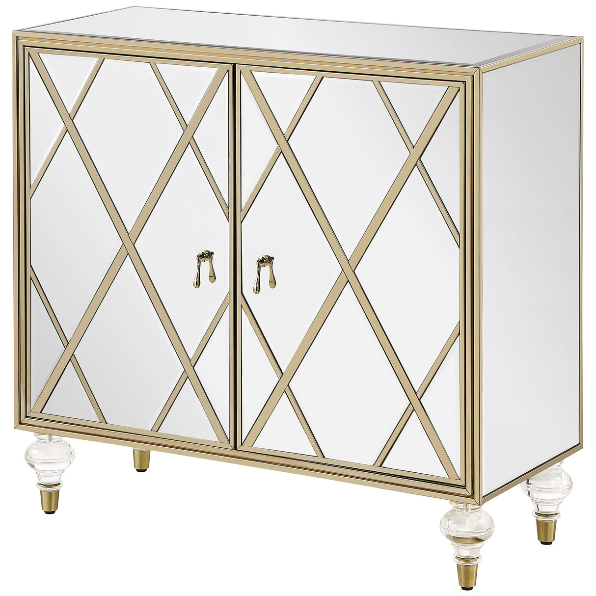 Astilbe 2-Door Accent Cabinet Mirror And Champagne