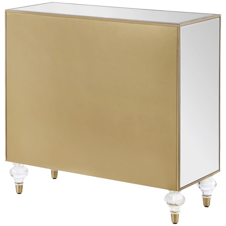 Astilbe 2-Door Accent Cabinet Mirror And Champagne