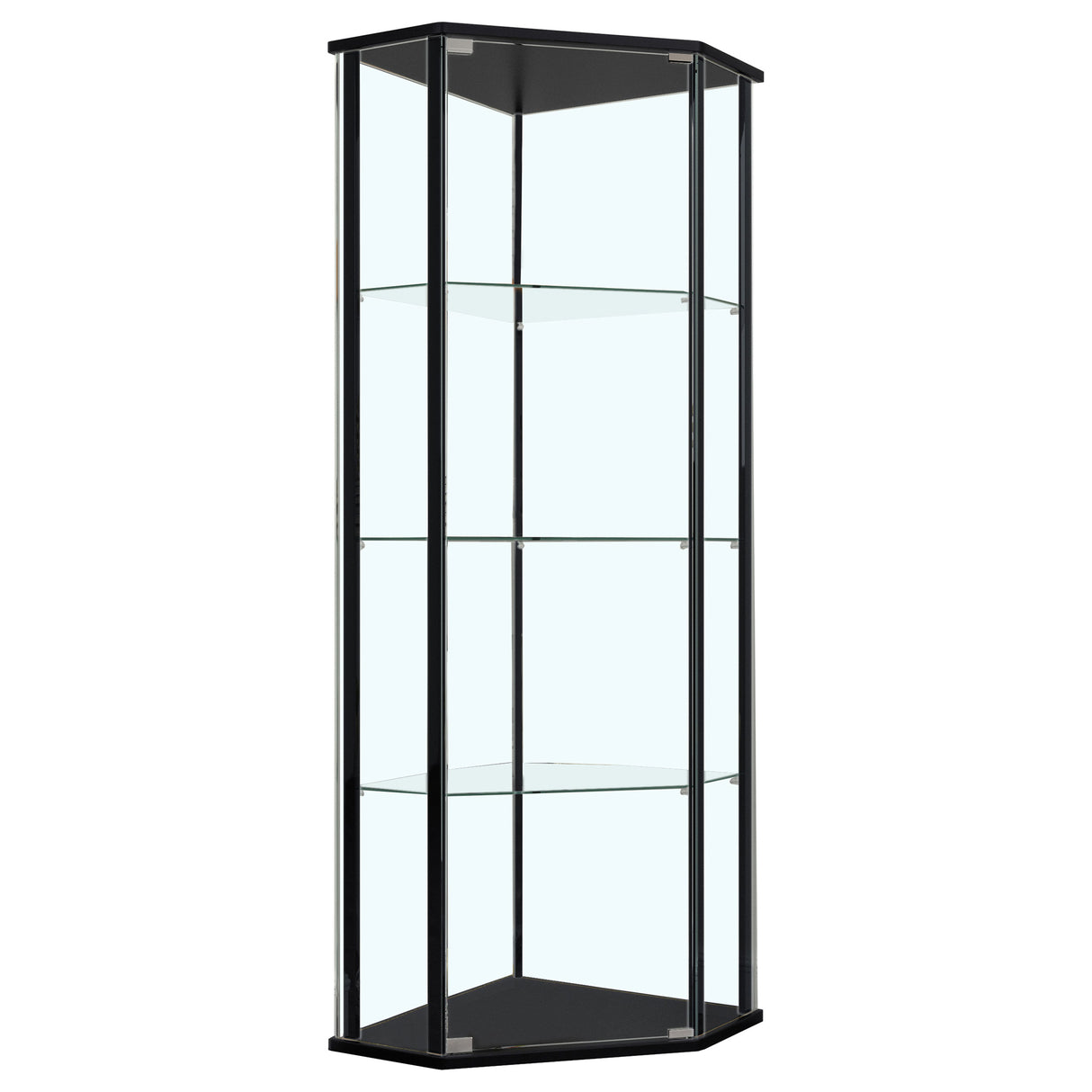 Zenobia Glass Shelf Curio Cabinet Clear And Black