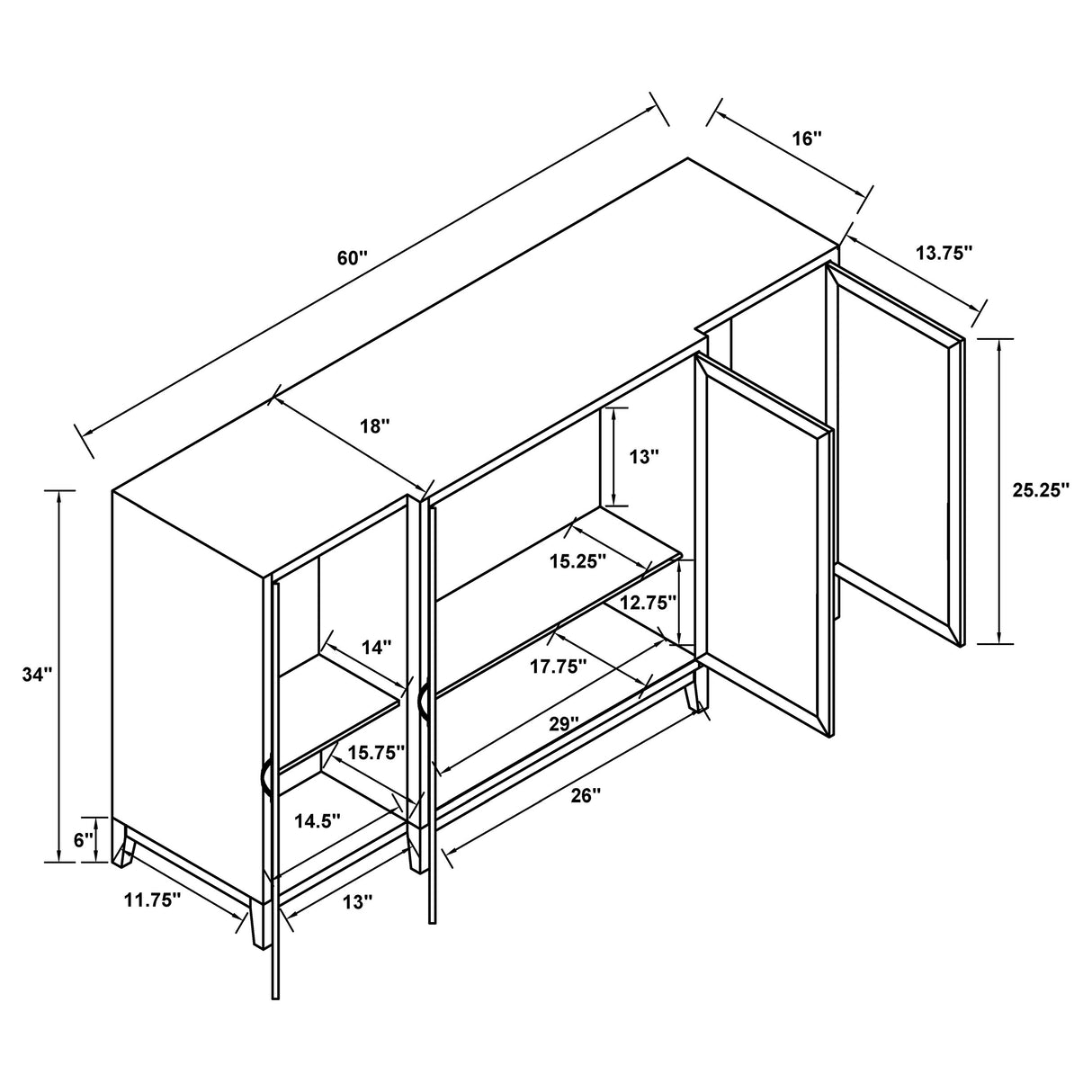Mckellen 4-Door Accent Cabinet Antique White