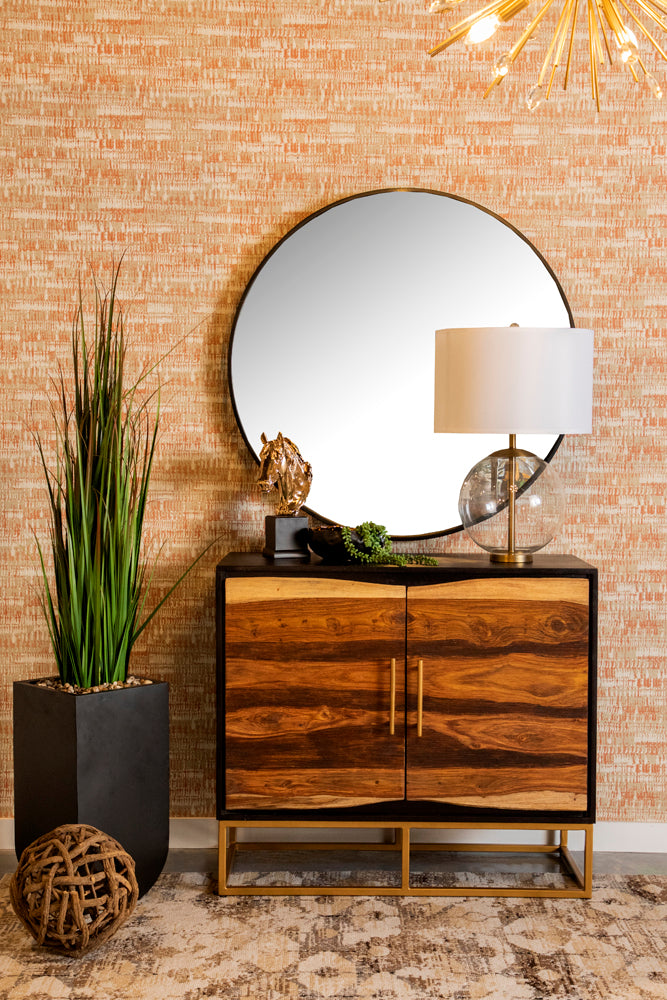 Zara 2-Door Accent Cabinet Black Walnut And Gold