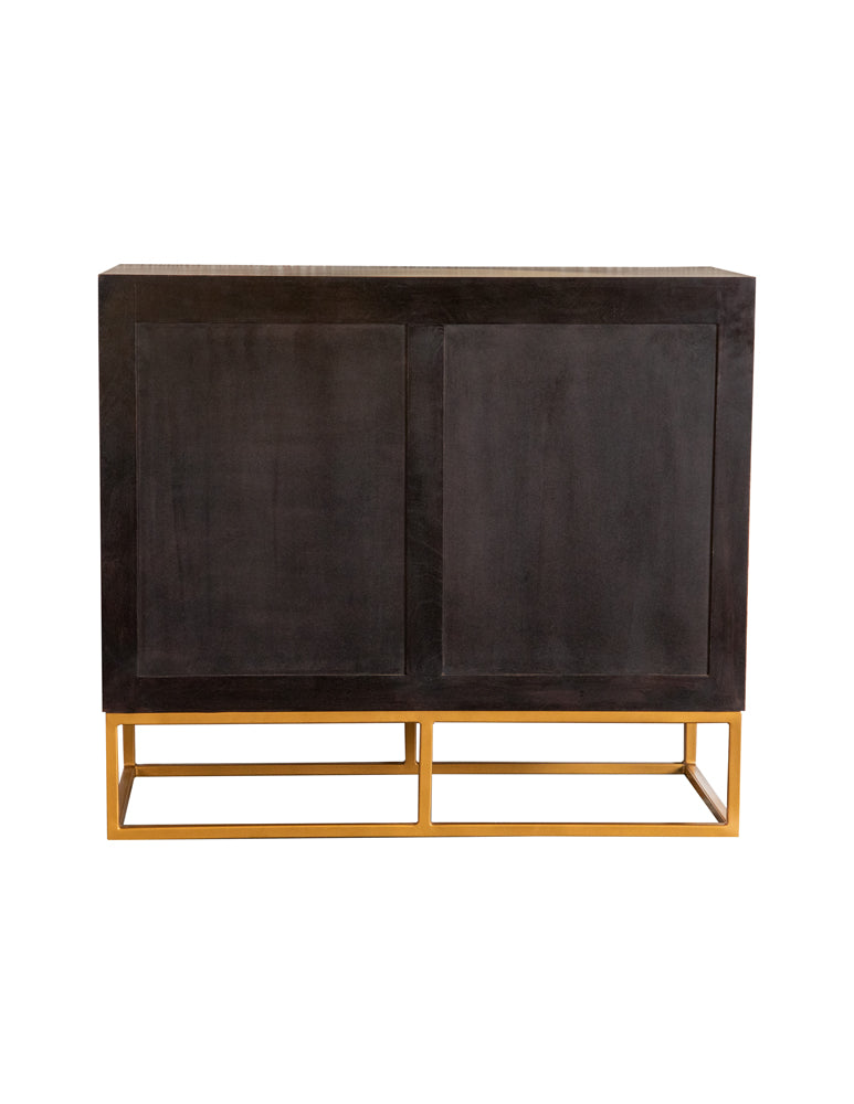 Zara 2-Door Accent Cabinet Black Walnut And Gold