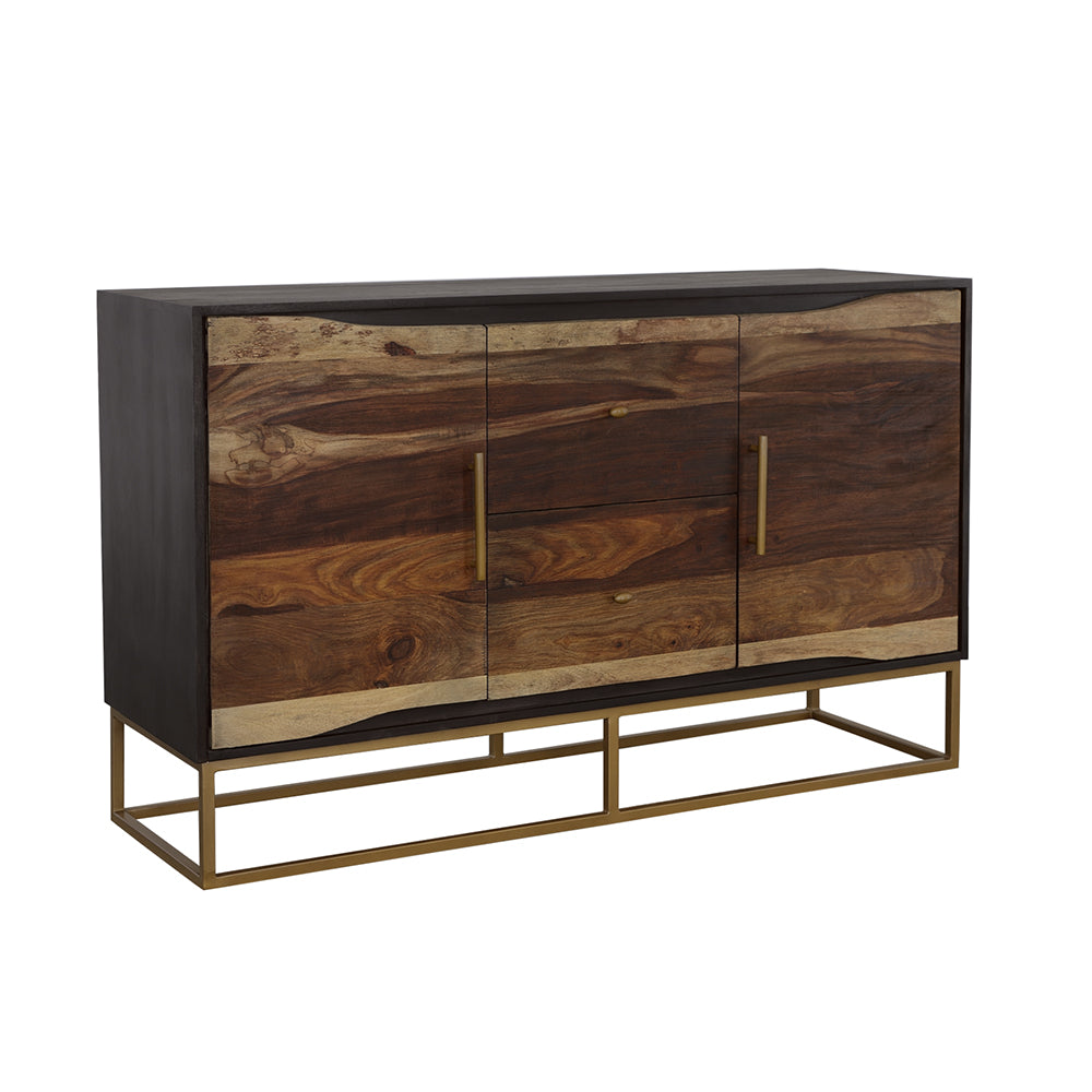 Zara 2-Drawer Accent Cabinet Black Walnut And Gold